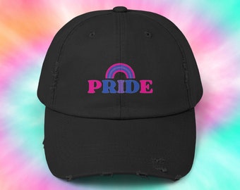 Gorra angustiada unisex del orgullo bisexual, gorra del orgullo bi, sombrero del orgullo bisexual, sombrero del orgullo bi