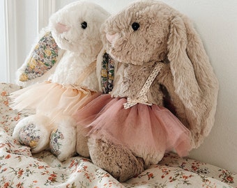 Jellycat Tutu-Kleid in Rosa und Baumwollspitze – Andenken-Puppenkleidung für Bashful Bunny