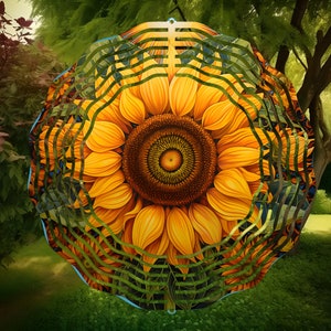Sunflower Wind Spinner Sublimation Design Template, Wind Spinner SVG, 10 inch Round Sublimation, Round Hanging Spinners png