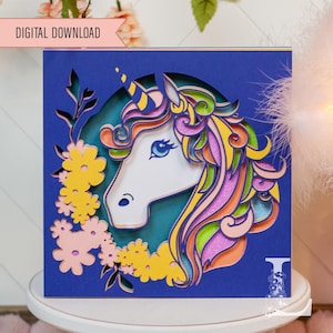 Unicorn Shadow Box Cut File - Unicorn Lightbox Scene - Layered Shadowbox Templates - Wall Decor, Cricut, Silhouette, SVG