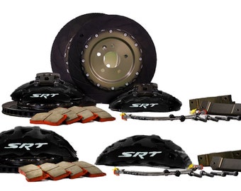 Big brake kit (front&rear) for DODGE CHALLENGER, Drilled and Slotted brake rotors, Ceramic brake pads (Front 10pot 390х36, rear 4pot 380x28)