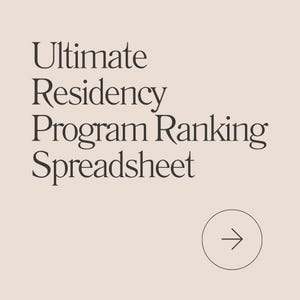 Ultimate Residency Program Ranking Spreadsheet