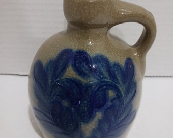 Beaumont Brothers Pottery BBP Salt Glazed Cobalt Blue 4” JUG, vines 1993 Signed