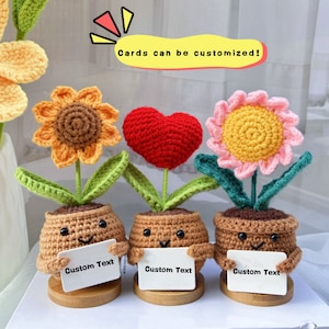 Handmade Crochet Sunflower/Daisy/Heart Shape Flower-Emotional Support Plant Gift-Mother's Day Gifts-Gifts for Mom-Love for Mom-Crochet Decor zdjęcie 9
