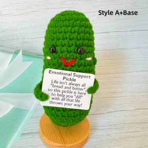 Emotional Support Pickle,Positive Pickle,Big Fan Pickle,Handmade Crochet Pickles,Crochet Pickle,Desk Decor,Christmas Gift zdjęcie 3