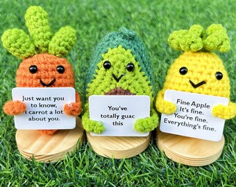 3PCS Handmade Crochet Mini Caring Carrot+ Pineapple+Avocado Gift Set-Positive Affirmation gift-Mother's Day Gift-Crochet Decor-Cheer up Gift