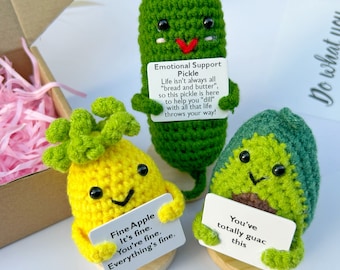 3PCS Inspirational Kids Gift,Positive Avocado/Emotional Support Pickle/Pineapple,Desk Decor,Mothers Day Gift,Positive Vegetable,Gift for her