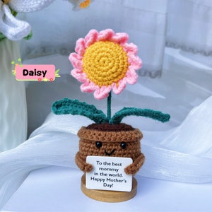 Handmade Crochet Sunflower/Daisy/Heart Shape Flower-Emotional Support Plant Gift-Mother's Day Gifts-Gifts for Mom-Love for Mom-Crochet Decor Daisy