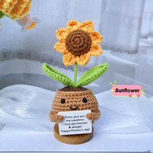 Handmade Crochet Sunflower/Daisy/Heart Shape Flower-Emotional Support Plant Gift-Mother's Day Gifts-Gifts for Mom-Love for Mom-Crochet Decor Sunflower