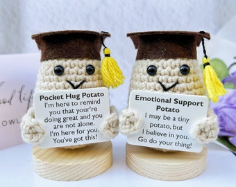Cute Handmade Crochet Potato Wearing Graduation Tassel Hat-Emotional Support Potato-Memorable Gifts for Bestfriend-Graduation Gifts