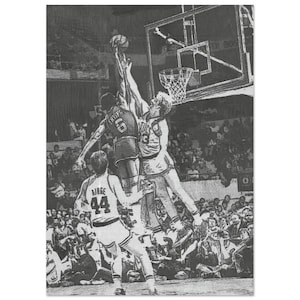 Dr. J / Larry Bird / Julius Erving / NBA / 76ers / Celtics / Vintage / Arte / Retrato dibujado a mano