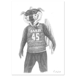 UAB | University of Alabama-Birmingham | Blazers | College Sports | College Football | College Mascot | Art Hand Drawn Portrait