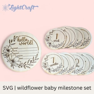Fichier de découpe laser SVG Jalon mensuel de fleurs sauvages