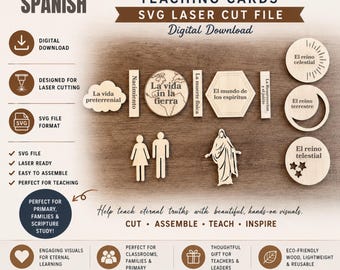 SPANISH | Plan of Salvation Teaching Cards SVG pdf | LDS Missionary Tool | Gospel Teaching Visuals | Laser Cut or Printable