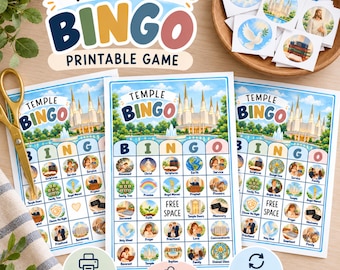 Temple Bingo Printable Game | LDS Primary Activity | Temple Activity for Kids | Family Home Evening Game | Digital Download