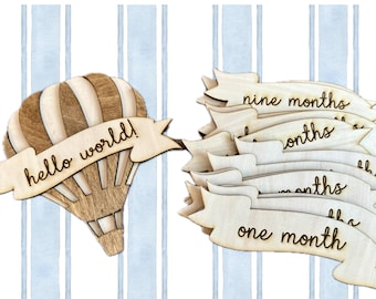 Hot Air Balloon Monthly Milestone SVG Laser cut file