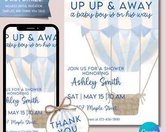 Baby Boy Baby Shower Invitation Instant Download Template