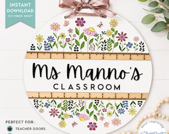 Wildflower Teacher Sign SVG & PDF | Teacher Appreciation Decor | Classroom Wall Art | Floral Teacher Gift | Cricut Laser Cut File