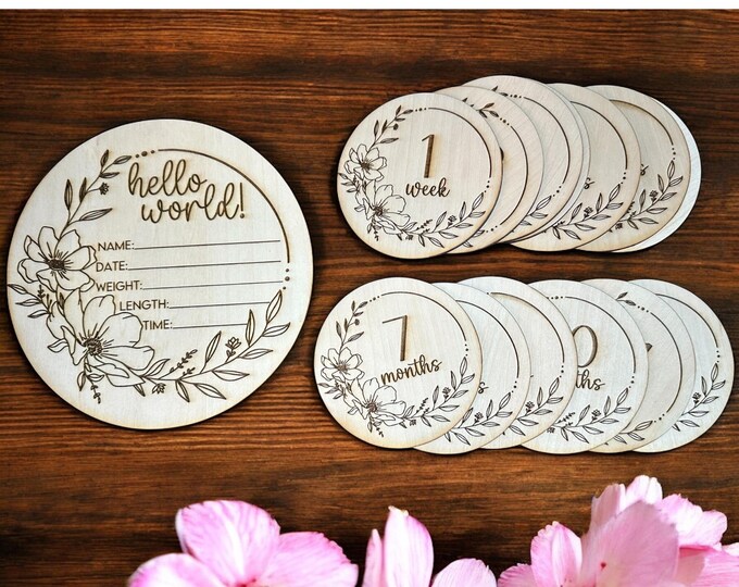 Wildflower Monthly Milestone SVG Laser Cut File - Etsy