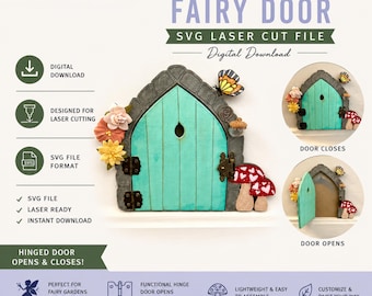 Kids Craft Fairy Door SVG pdf | DIY Laser Cut | Opens & Closes | Baseboard | Birthday Party Craft Activity