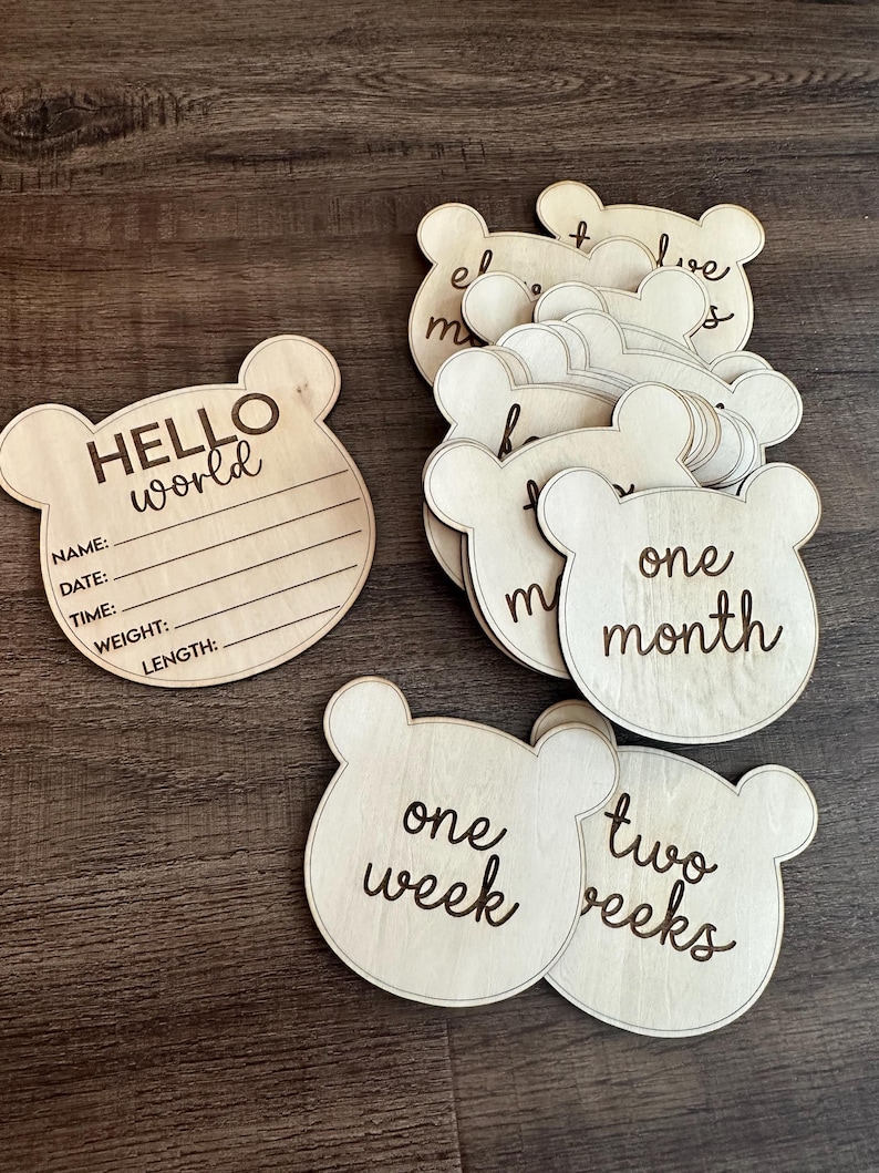 Teddy Bear Milestone Cards SVG PDF | Baby Month Cards | Monthly Baby ...