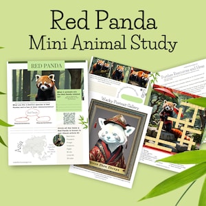 May include: A printable red panda mini animal study with a map of Asia, a red panda illustration, a red panda portrait, and a red panda crossword puzzle. The text "Red Panda Mini Animal Study" is at the top of the page.