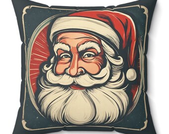 Christmas Pillow, Holiday Home Accents, Christmas Gift Idea, Santa Clause Pillow, Holiday Christmas Decor Spun Polyester Square Pillow