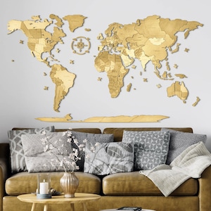 3D Puzzle Weltkarte im Wüstensand - Interaktive Geographie Kunst, Wandpuzzle