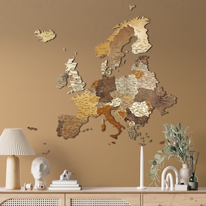 3D Holzpuzzle Karte von Europa: Wand Holzdekor, Bildung & Kunst