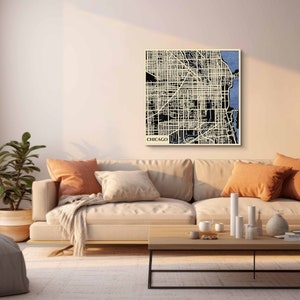 Carte de Chicago en bois 3D fabriquée à la main - plan de la ville gravé au laser - art mural Chicago - souvenir de l'Illinois - décoration de la ville des États-Unis - art en bois naturel