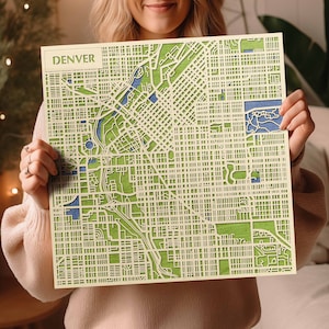 Souvenir de Denver 3D fabriqué à la main - Art du bois teinté CO - Artisanat en bois multicouche