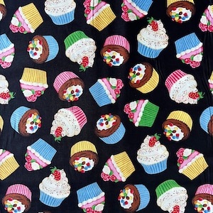 Colorful Cupcake Pattern Fabric by the Yard – Fun and Vibrant Material | VIP by Cranston 2009 | Quilting and Sewing Material by the Yard OOP