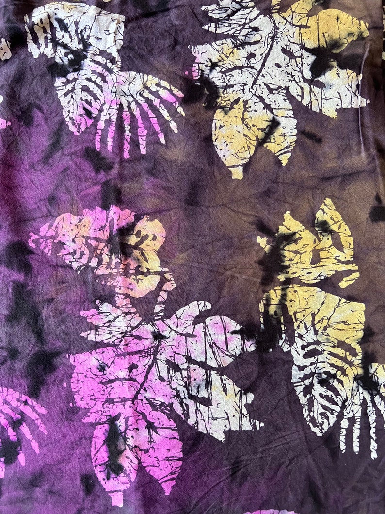 Hand-dyed Batik Leaf Print Fabric by the Yard - 100% Premium Cotton ...