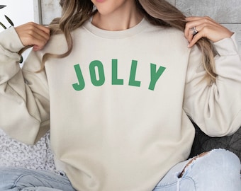 Jolly Sweatshirt, Christmas Sweatshirt, Christmas Shirt for Women, Christmas Crewneck, Cute Christmas, Holiday Sweater, Christmas Gift, Xmas