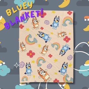 Bluey Plush Blanket for Kids Bluey Cartoon Blanket Gift Idea For Baby And Toddler Bluey Blanket Childrens Room Decor Bluey Character Bedding