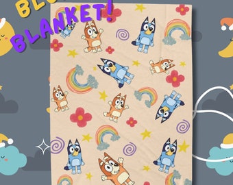 Bluey Plush Blanket for Kids Bluey Cartoon Blanket Gift Idea For Baby And Toddler Bluey Blanket Childrens Room Decor Bluey Character Bedding