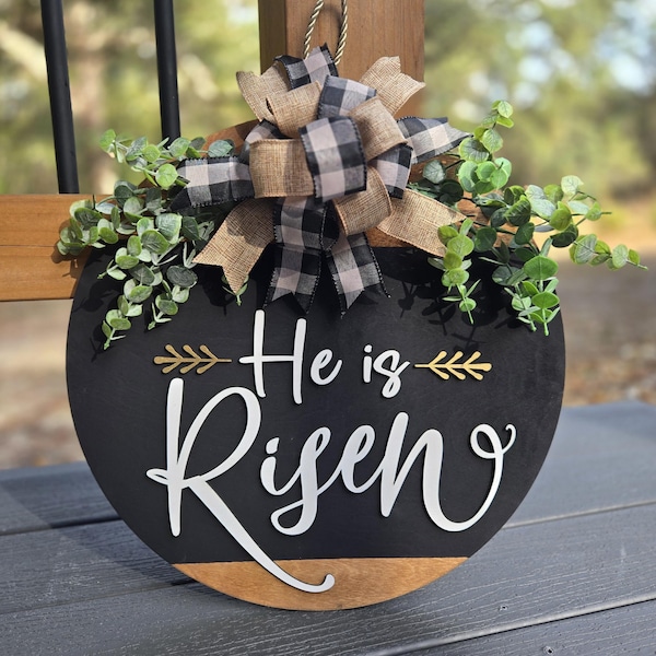 Easter Door Hanger, He Is Risen Door Hanger, Spring Decor, Spring Door Hanger, Front Door Wreath, Easter Sign, Farmhouse Door Hanger