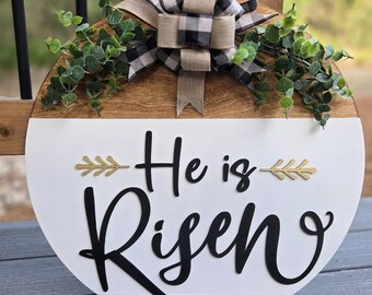 He Is Risen Easter Door Hanger: Farmhouse Spring Decor