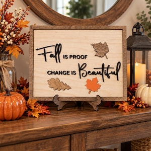 Fall Sign: Layered Wood Decor, Autumn Table Accent