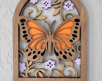 Butterfly Key Hanger: Rustic Wooden Wall Decor & Organizer