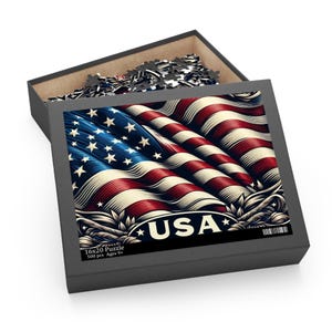 Patriotic USA Flag Puzzle - 500 Piece Jigsaw, 16x20 American Flag Art, Stars & Stripes, Memorial Day or 4th of July, Adults or Kids