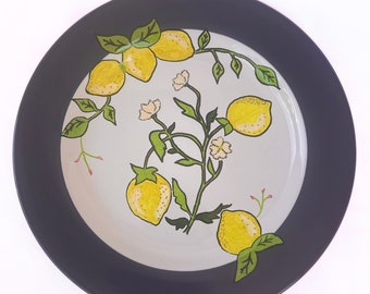 Hand Painted- When Life Gives You Lemons-Serving Plate with Lemons- Wall Plates - Spring Decor - Gift for Her - Hanging Plates- Custom Plate