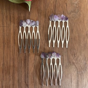 Amethyst Elegance: Handmade Crystal Hair Clips(Set of 2/3) | Spring Fashion|Boho Style-Bridal Hair Accessories-Trendy Hair Slides-Minimalist