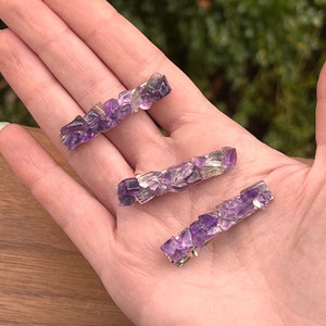 Divine Tranquility: Amethyst Crystal Hair Piece (Set of 2/3/5 Clips) | Spring Fashion | Boho Style | Bridesmaid Gifts | Gift For Mom