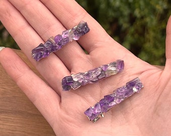 Divine Tranquility: Amethyst Crystal Hair Piece (Set of 2/3/5 Clips) | Spring Fashion | Boho Style | Bridesmaid Gifts | Gift For Mom