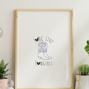 Long Live Cowgirls Western modern retro Druck / Wand Kunst / Poster / Verschiedene Größen erhältlich