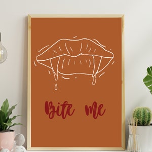 Bite Me Vampir Lippen Wand Kunst/Druck/Poster