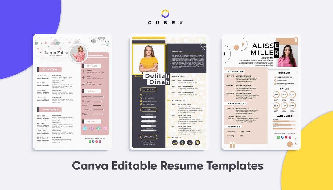 Vibrant Executive Resumes Professional Resumes Template for Canva Aesthetic Canva Resume