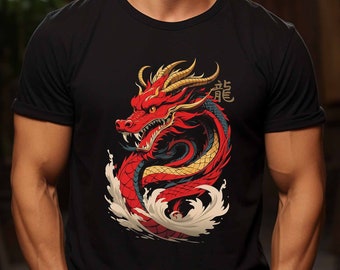 Year of the Dragon Shirt, Chinese Lunar New Year Gift Tee, Red Dragon T-Shirt, Graphic Asian Dragon Tee for Men and Women