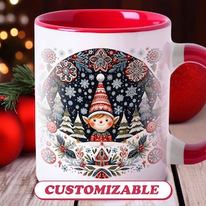 Personalized Christmas Mug Gift, Customizable Merry Christmas Cup, Hot Chocolate Tea Coffee Cup, Family Christmas Gift Idea, Xmas Winter Mug